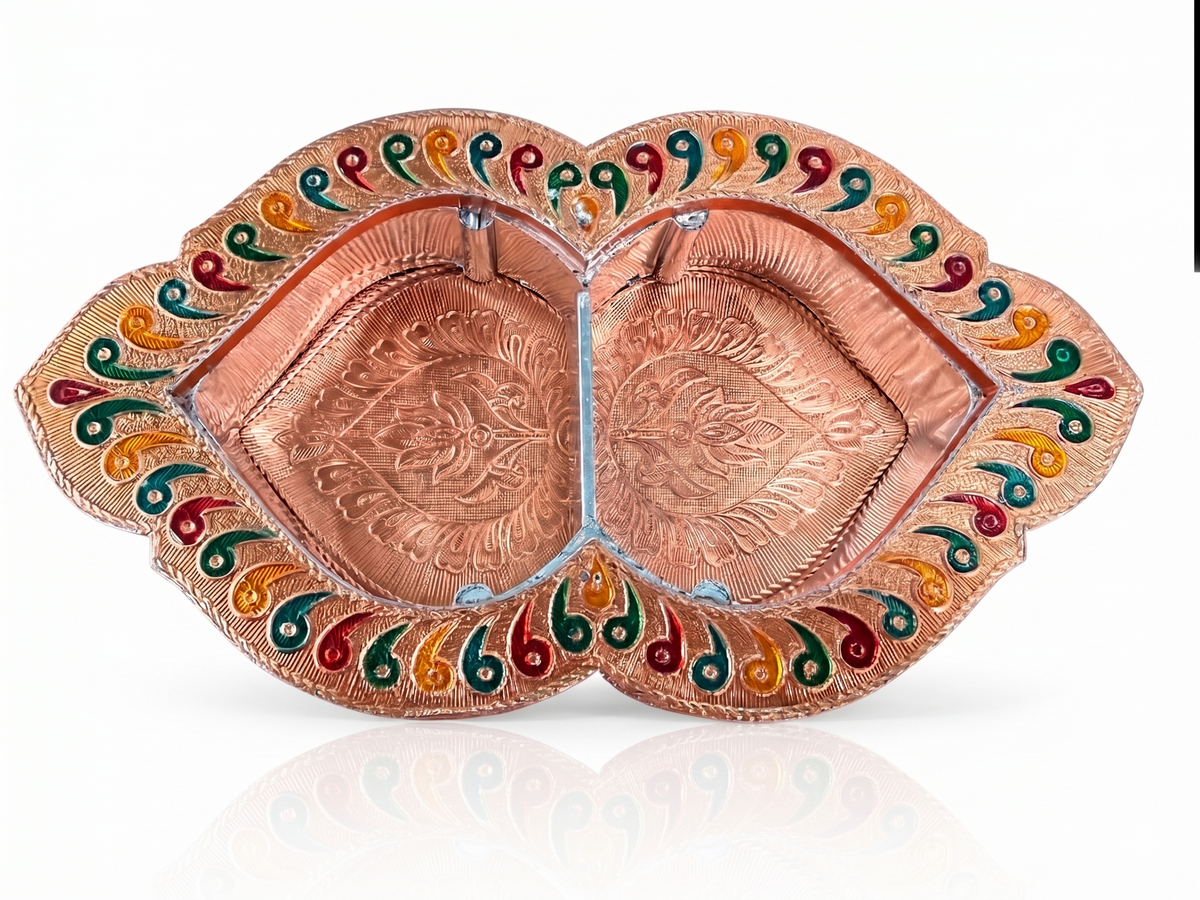 Meenakari Marquise Shape Storage & Serving Box / Decorative Wooden Multipurpose Gift Box