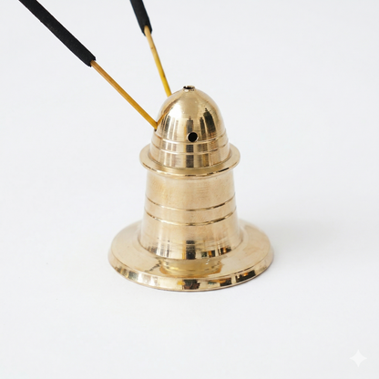 Brass Agarbatti Incense Stick Holder Stand with Bell Top