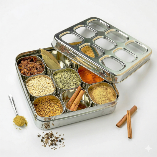 Stainless Steel Squre Masala Dabba