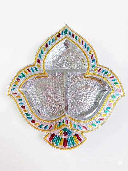 Meenakari Leaf Shape Storage / Decorative Multipurpose Gift Box