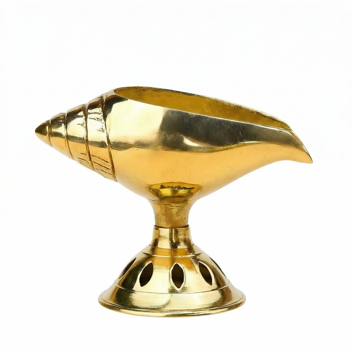 Pure Brass Akhand Diya - Shankh Shape Oil Lamp