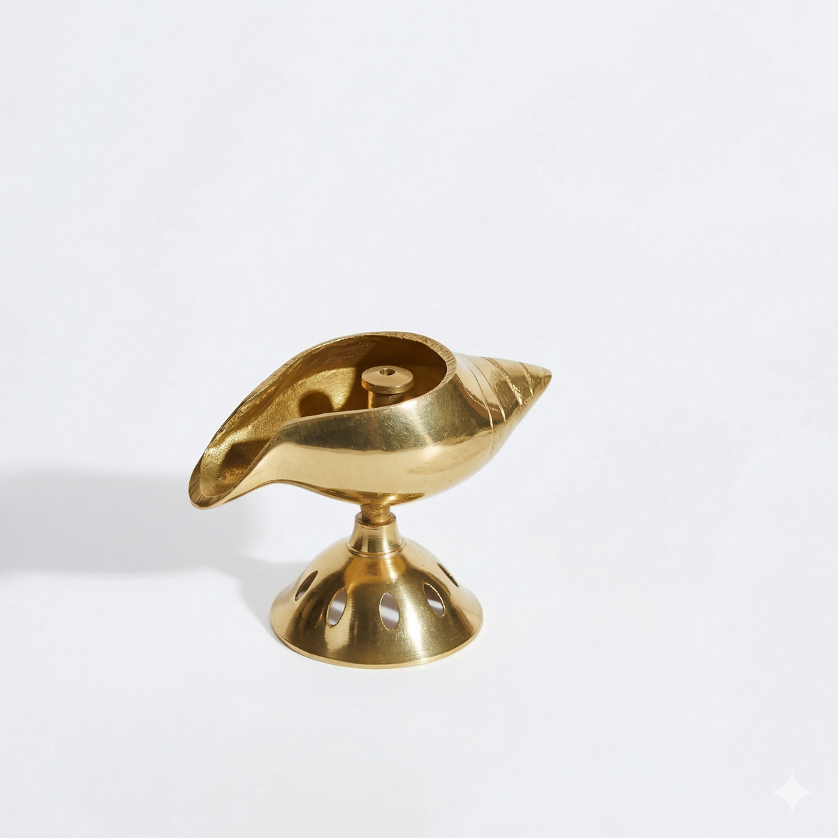 Pure Brass Akhand Diya - Shankh Shape Oil Lamp