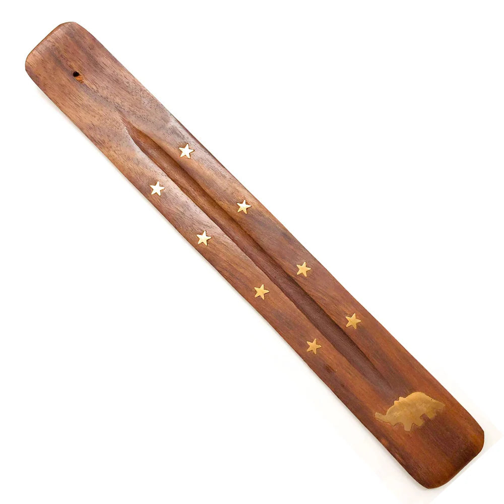 Mango Wood Brass Inlaid Incense Holder Ashcatcher