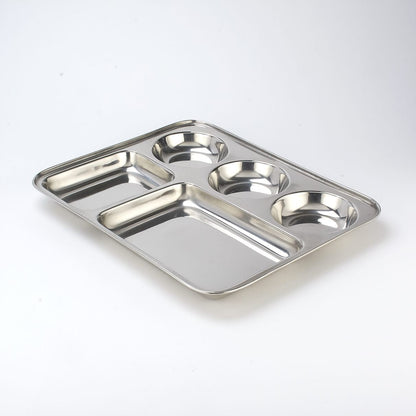 Stainless Steel 5 Compartment Rectangular Plate
