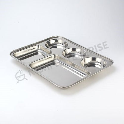 Stainless Steel 5 Compartment Rectangular Plate