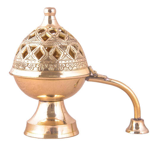Brass Dhoop Dani with Lid & Brass Handle