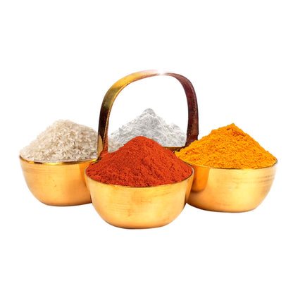 Brass Choumukha 4 in 1 Haldi Kumkum Holder