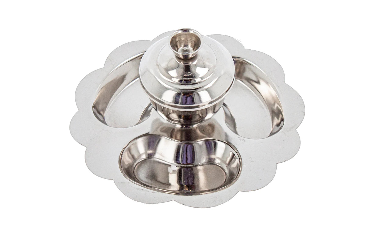 Metal Sindur Box Silver Kumkum Pot Dibbi Plate Set