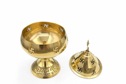 Brass Akhand Diya Goblet with Om Top