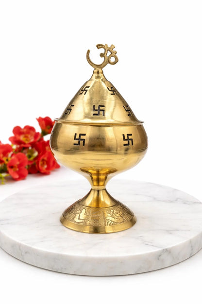 Brass Akhand Diya Goblet with Om Top