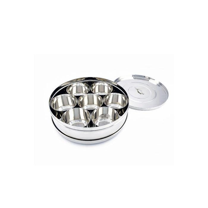 Stainless Steel Masala Dabba - Side angle view