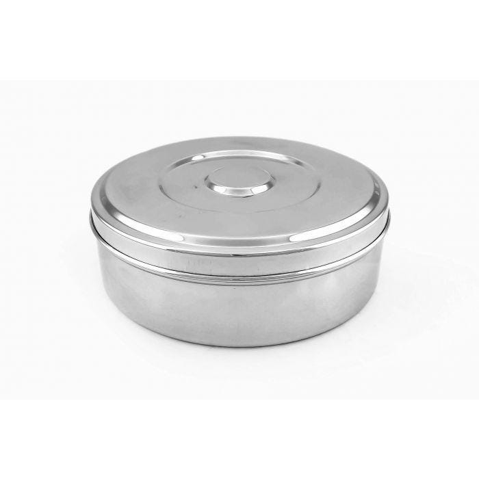 Stainless Steel Masala Dabba - Open view with compartments