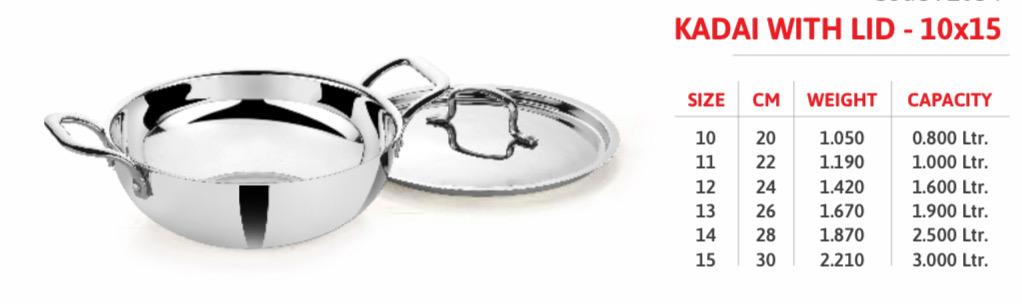 Stainless Steel Tri-ply Kadai