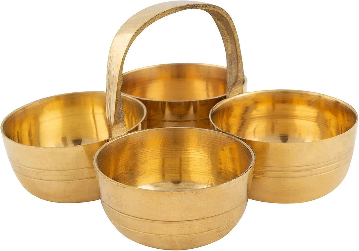 Brass Choumukha 4 in 1 Haldi Kumkum Holder