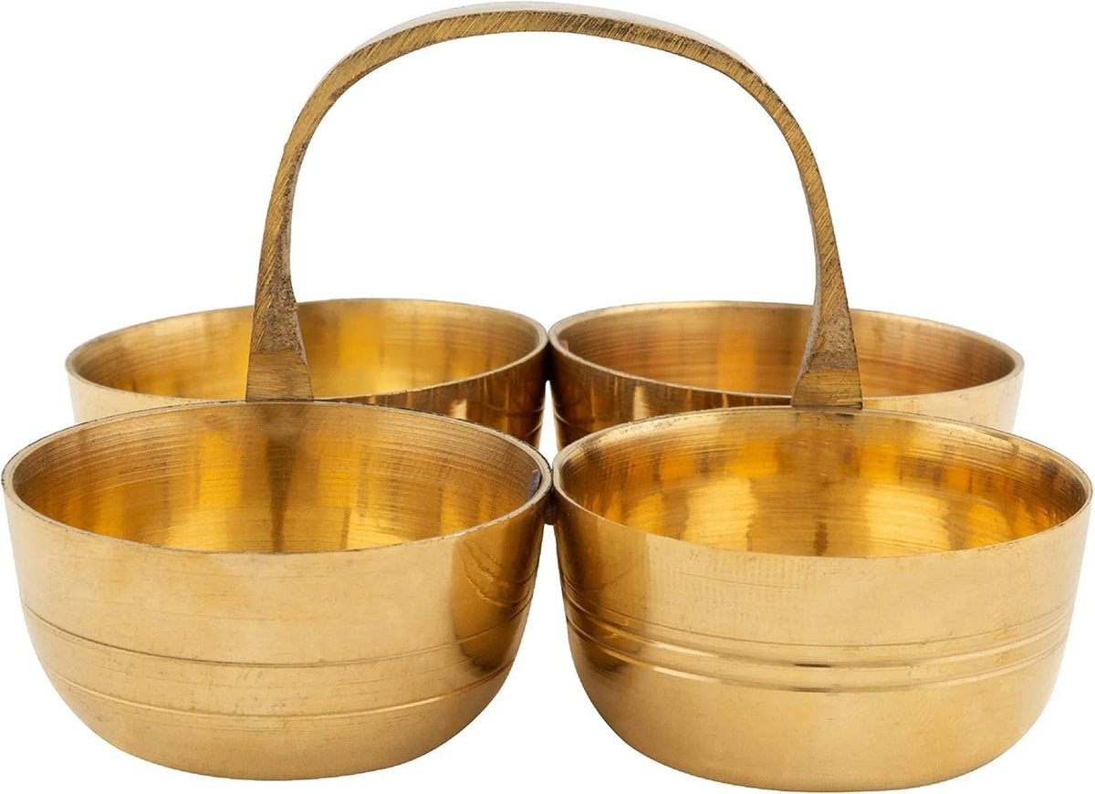Brass Choumukha 4 in 1 Haldi Kumkum Holder