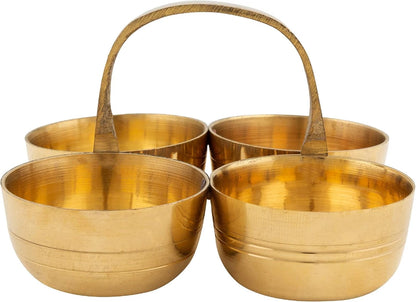 Brass Choumukha 4 in 1 Haldi Kumkum Holder