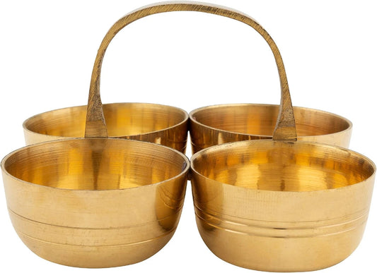 Brass Choumukha 4 in 1 Haldi Kumkum Holder