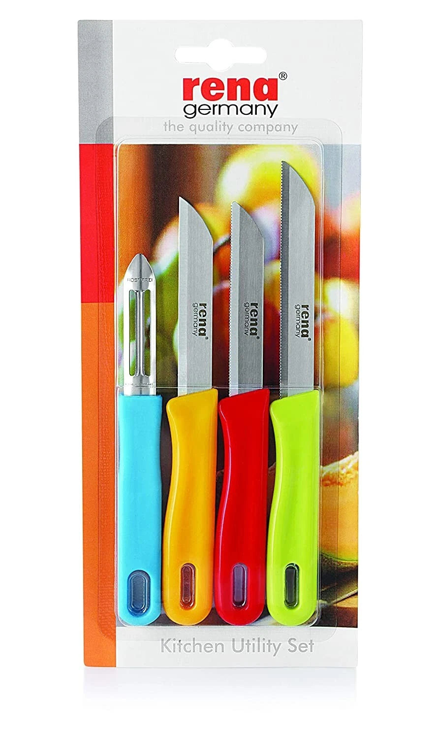 RENA Germany 4 pcs Knife Set - 3 Kitchen Knives and 1 peeler
