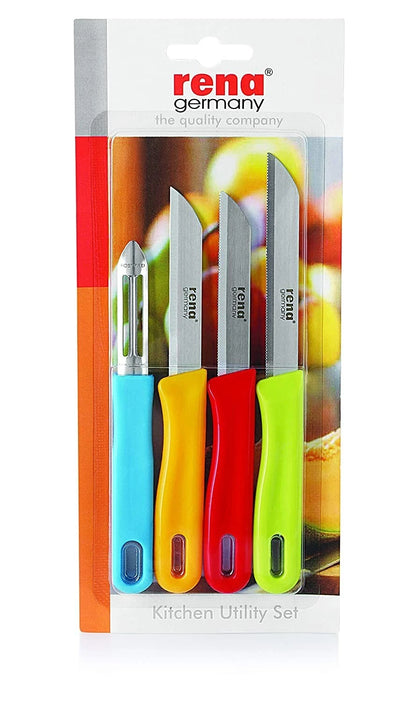 RENA Germany 4 pcs Knife Set - 3 Kitchen Knives and 1 peeler