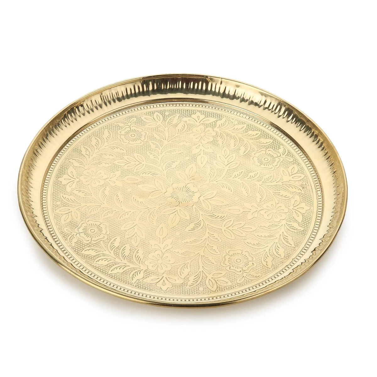 Brass Puja Thali Plate – Traditional Handcrafted Embossed Design