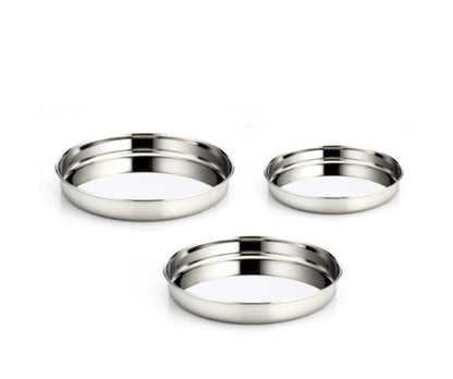 Stainless Steel Beaded Thali (Higher Edge)