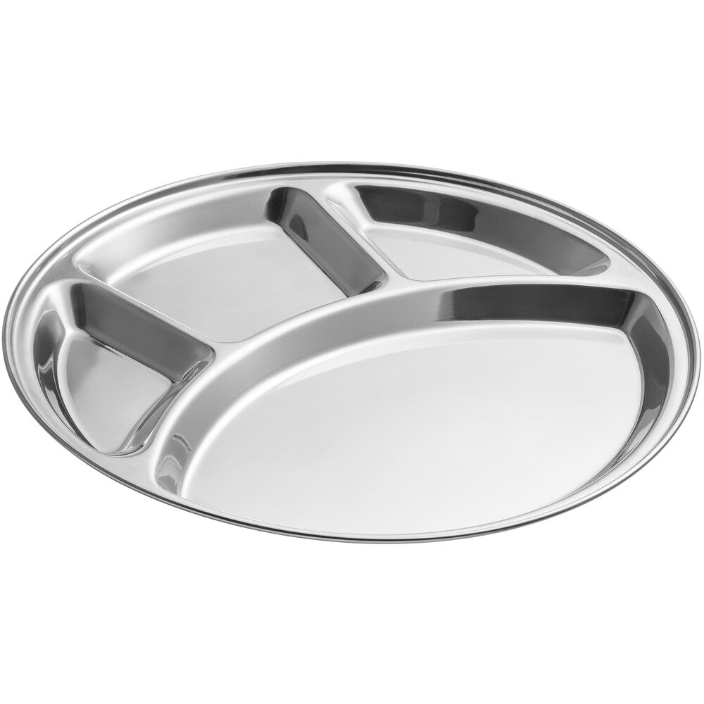Stainless Steel 4 Compartment Round Plate
